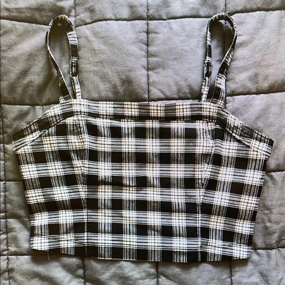 Plaid Black and White Women's Top